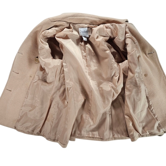 Chadwicks 100% Wool Camel Double-Breasted Peacoat with Wide Lapel Collar Size 14 - Picture 3 of 7
